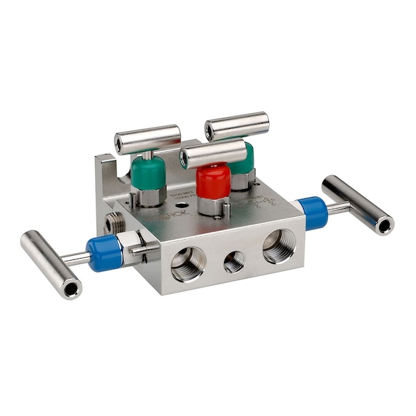 5 Valve Manifold, Hard Seat, Flange x Flange, 316 SS, Flare Pattern, 0.187" Orifice